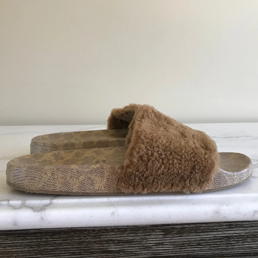 COACH MENS TAN SHERLING SLIDE SANDAL